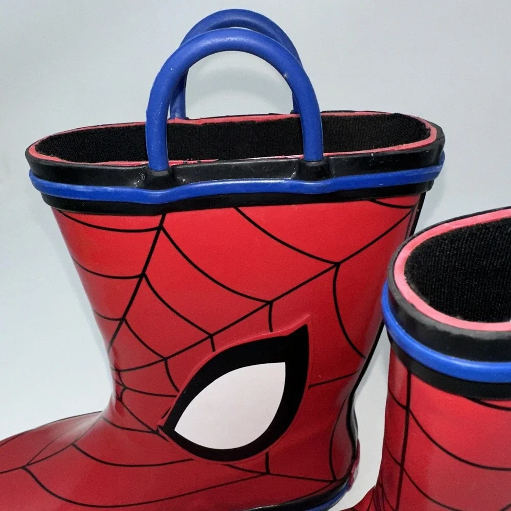 Marvel Spiderman Web Eyes‎ red Blue Rimmed Rain boots Kids Size 9/10